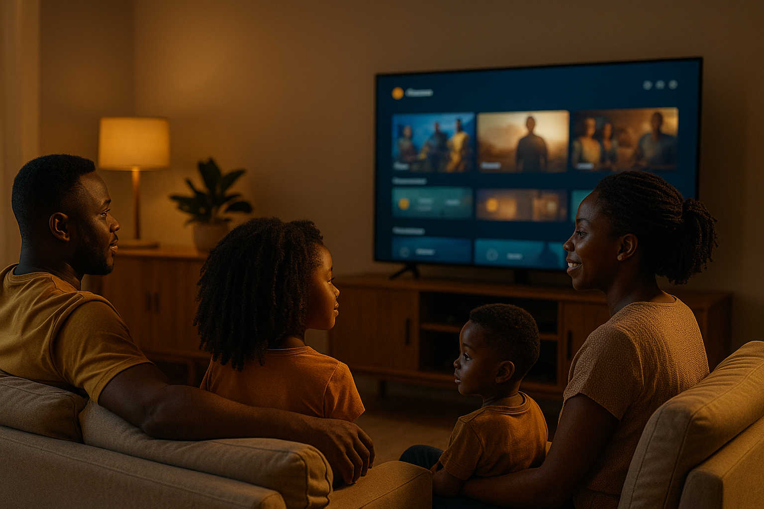 Famille regardant ZasPlay IPTV